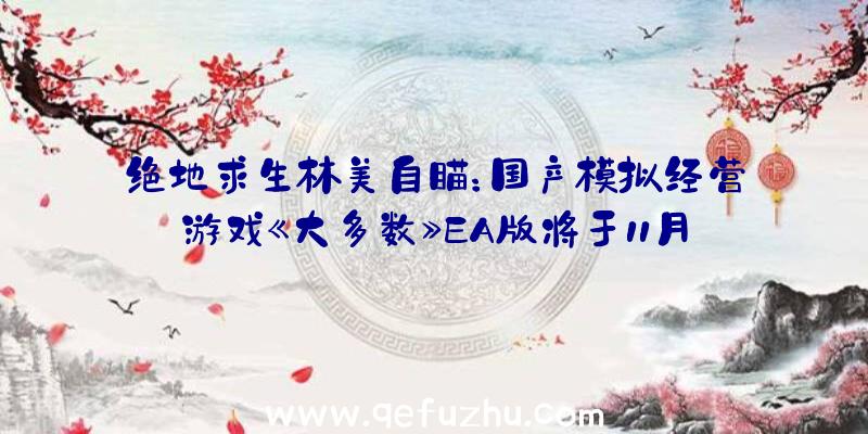 绝地求生林美自瞄：国产模拟经营游戏《大多数》EA版将于11月17日发售